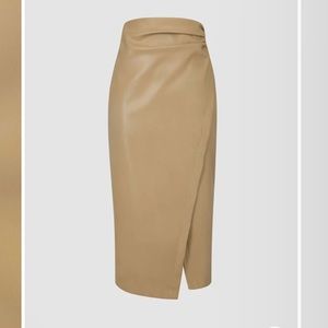 MICAS Faux Leather Wrap Mini Skirt